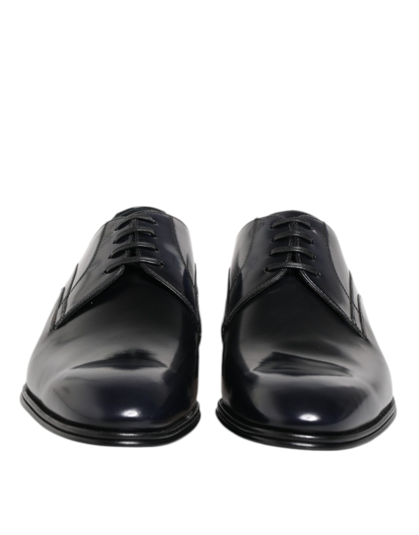 Dolce &amp; Gabbana Navy Blue Leather Lace Up Derby Formal Shoes