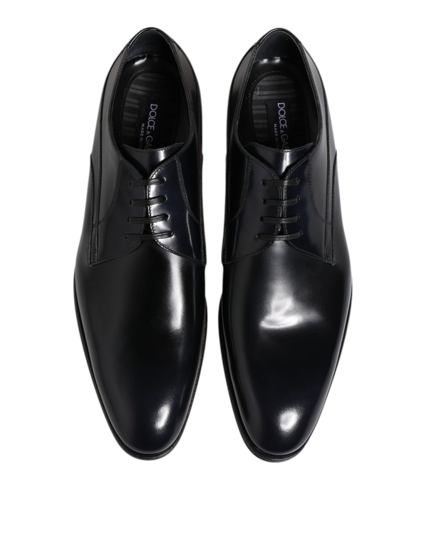 Dolce &amp; Gabbana Navy Blue Leather Lace Up Derby Formal Shoes