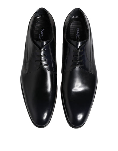 Dolce &amp; Gabbana Navy Blue Leather Lace Up Derby Formal Shoes