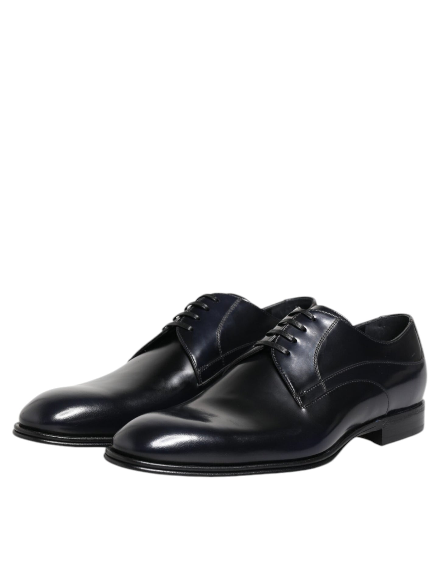 Dolce &amp; Gabbana Navy Blue Leather Lace Up Derby Formal Shoes