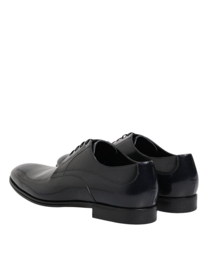 Dolce &amp; Gabbana Navy Blue Leather Lace Up Derby Formal Shoes