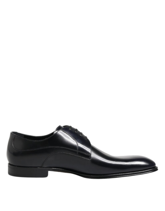 Dolce &amp; Gabbana Navy Blue Leather Lace Up Derby Formal Shoes