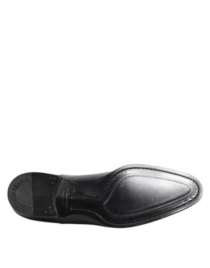 Dolce &amp; Gabbana Navy Blue Leather Lace Up Derby Formal Shoes