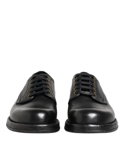 Dolce &amp; Gabbana Black Leather Lace Up Derby Formal Shoes