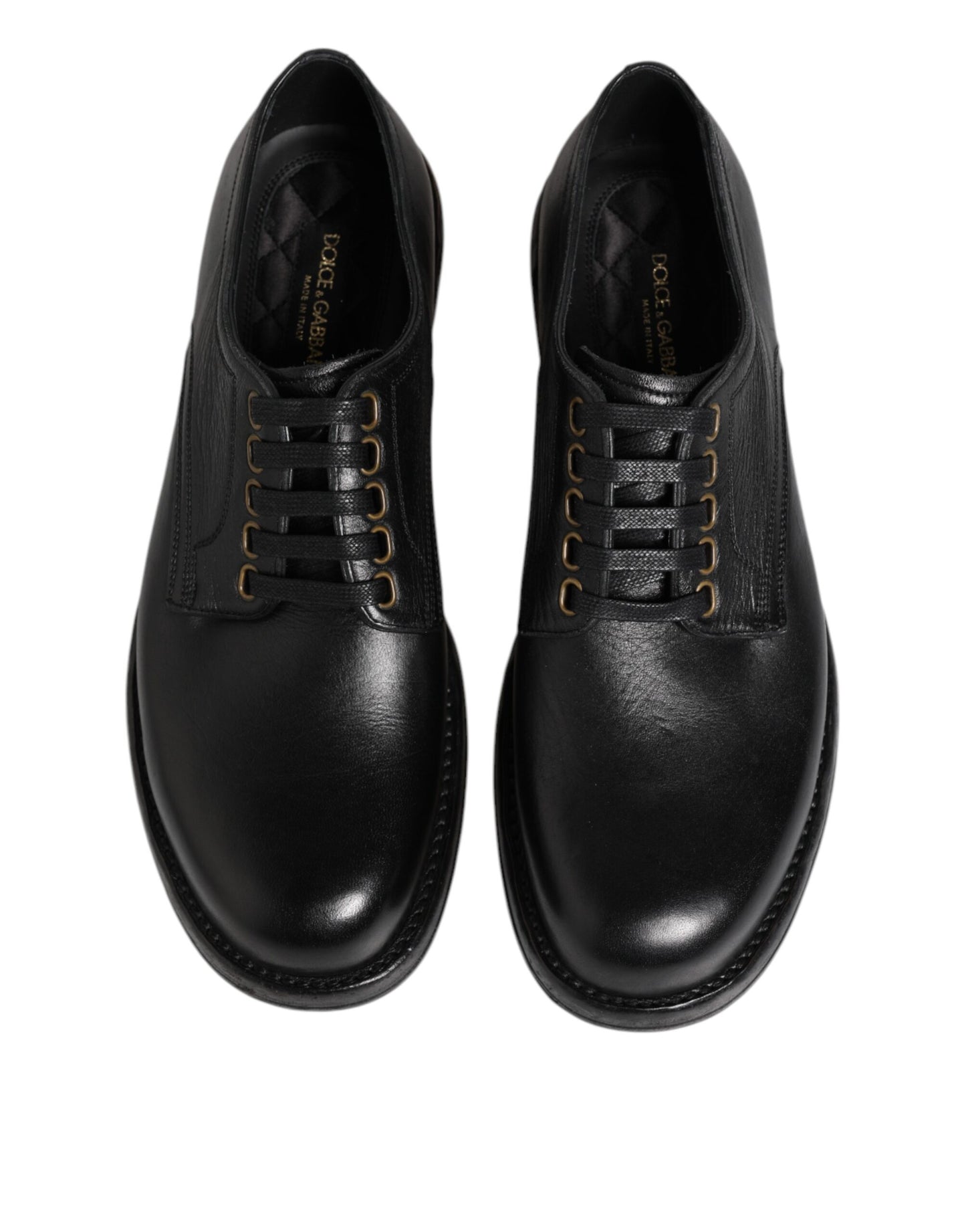 Dolce &amp; Gabbana Black Leather Lace Up Derby Formal Shoes