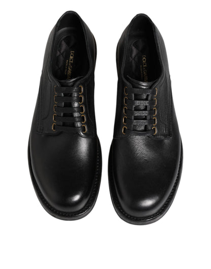Dolce &amp; Gabbana Black Leather Lace Up Derby Formal Shoes