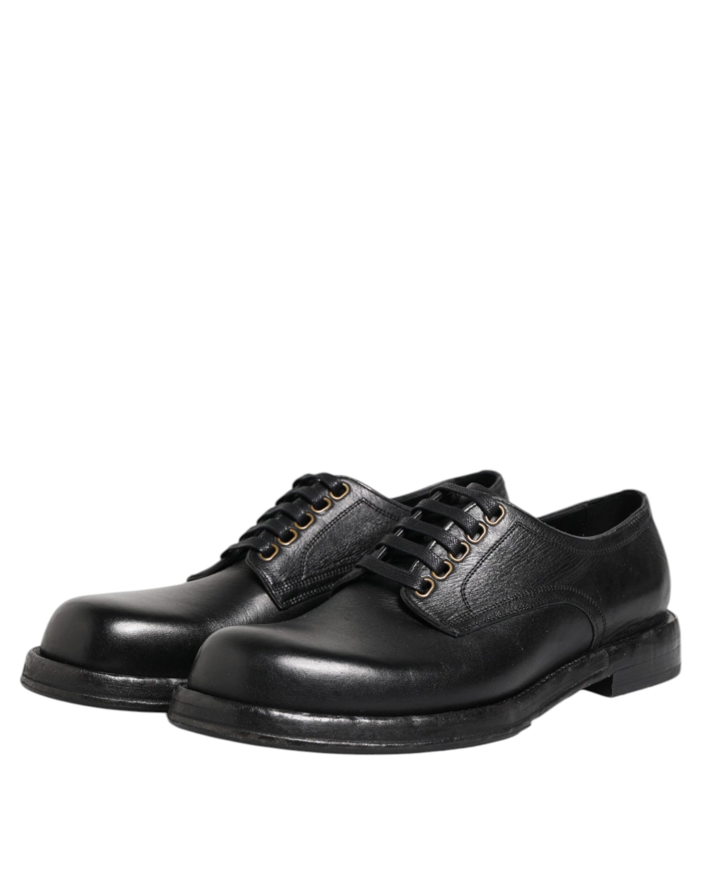 Dolce &amp; Gabbana Black Leather Lace Up Derby Formal Shoes