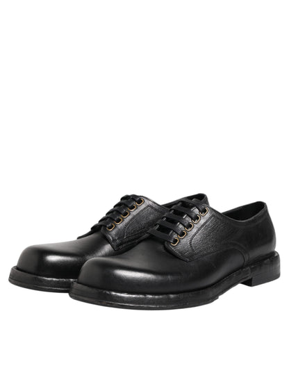 Dolce &amp; Gabbana Black Leather Lace Up Derby Formal Shoes