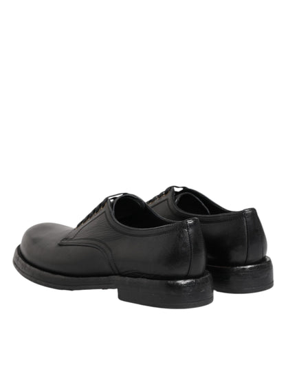 Dolce &amp; Gabbana Black Leather Lace Up Derby Formal Shoes