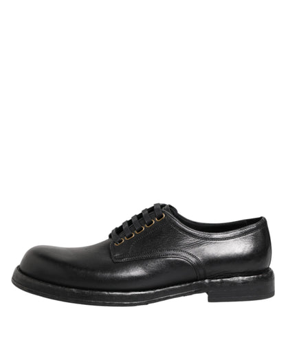 Dolce &amp; Gabbana Black Leather Lace Up Derby Formal Shoes