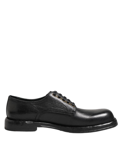 Dolce &amp; Gabbana Black Leather Lace Up Derby Formal Shoes
