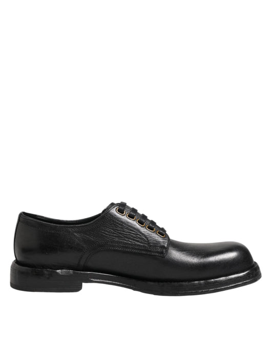 Dolce &amp; Gabbana Black Leather Lace Up Derby Formal Shoes