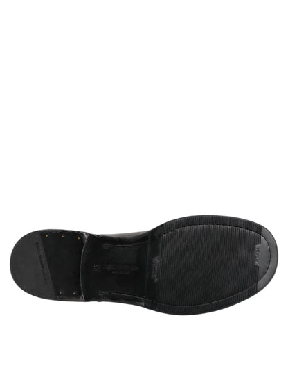 Dolce &amp; Gabbana Black Leather Lace Up Derby Formal Shoes