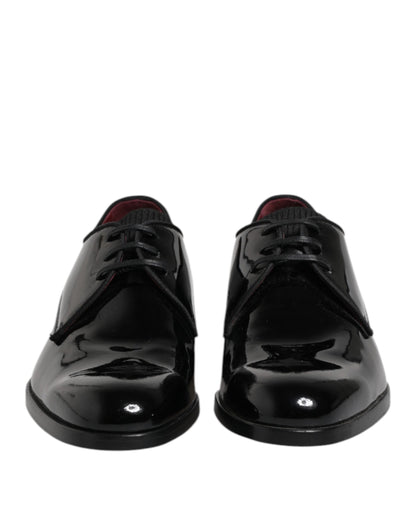 Dolce &amp; Gabbana Black Leather Lace Up Men Derby Formal Shoes