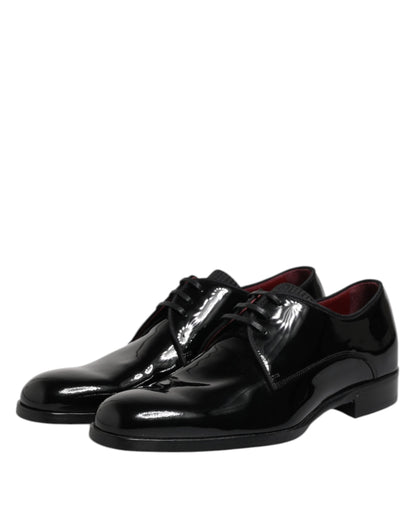Dolce &amp; Gabbana Black Leather Lace Up Men Derby Formal Shoes