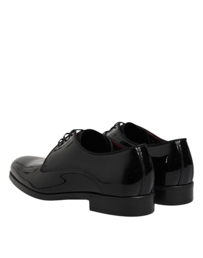 Dolce &amp; Gabbana Black Leather Lace Up Men Derby Formal Shoes