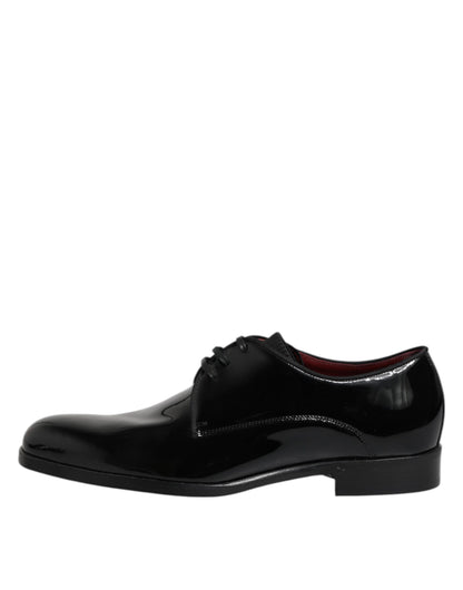 Dolce &amp; Gabbana Black Leather Lace Up Men Derby Formal Shoes
