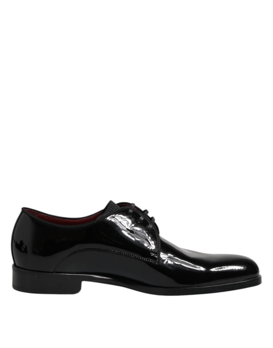 Dolce &amp; Gabbana Black Leather Lace Up Men Derby Formal Shoes