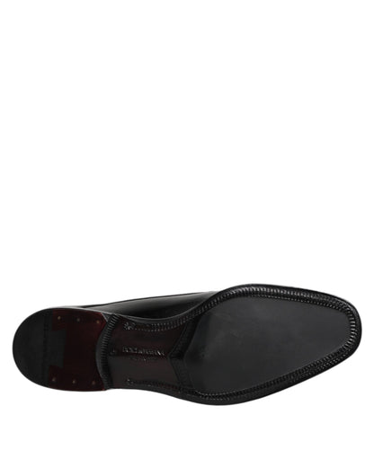 Dolce &amp; Gabbana Black Leather Lace Up Men Derby Formal Shoes