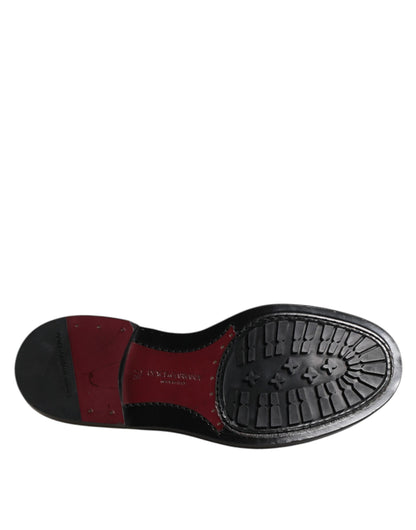 Dolce &amp; Gabbana Black Leather Lace Up Men Derby Formal Shoes
