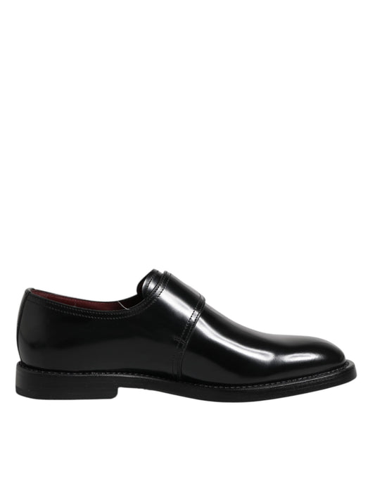 Dolce &amp; Gabbana Black Leather Monk Strap Derby Formal Shoes