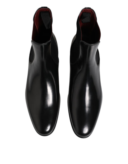 Dolce & Gabbana Black Chelsea Slip On Mid Calf Boots Shoes by Dolce & Gabbana