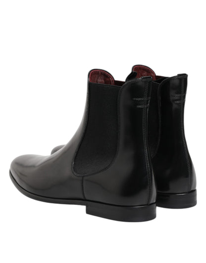 Dolce & Gabbana Black Chelsea Slip On Mid Calf Boots Shoes by Dolce & Gabbana
