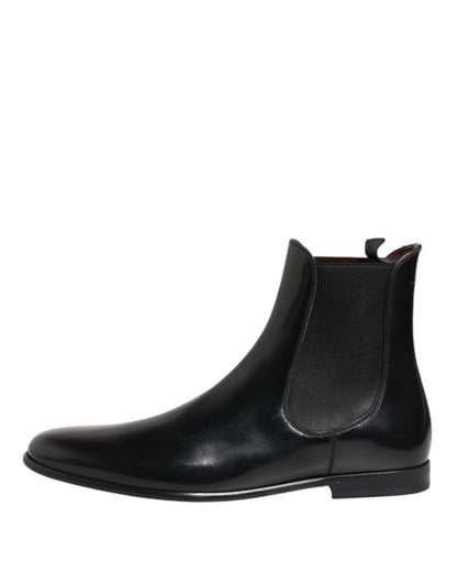 Dolce & Gabbana Black Chelsea Slip On Mid Calf Boots Shoes by Dolce & Gabbana