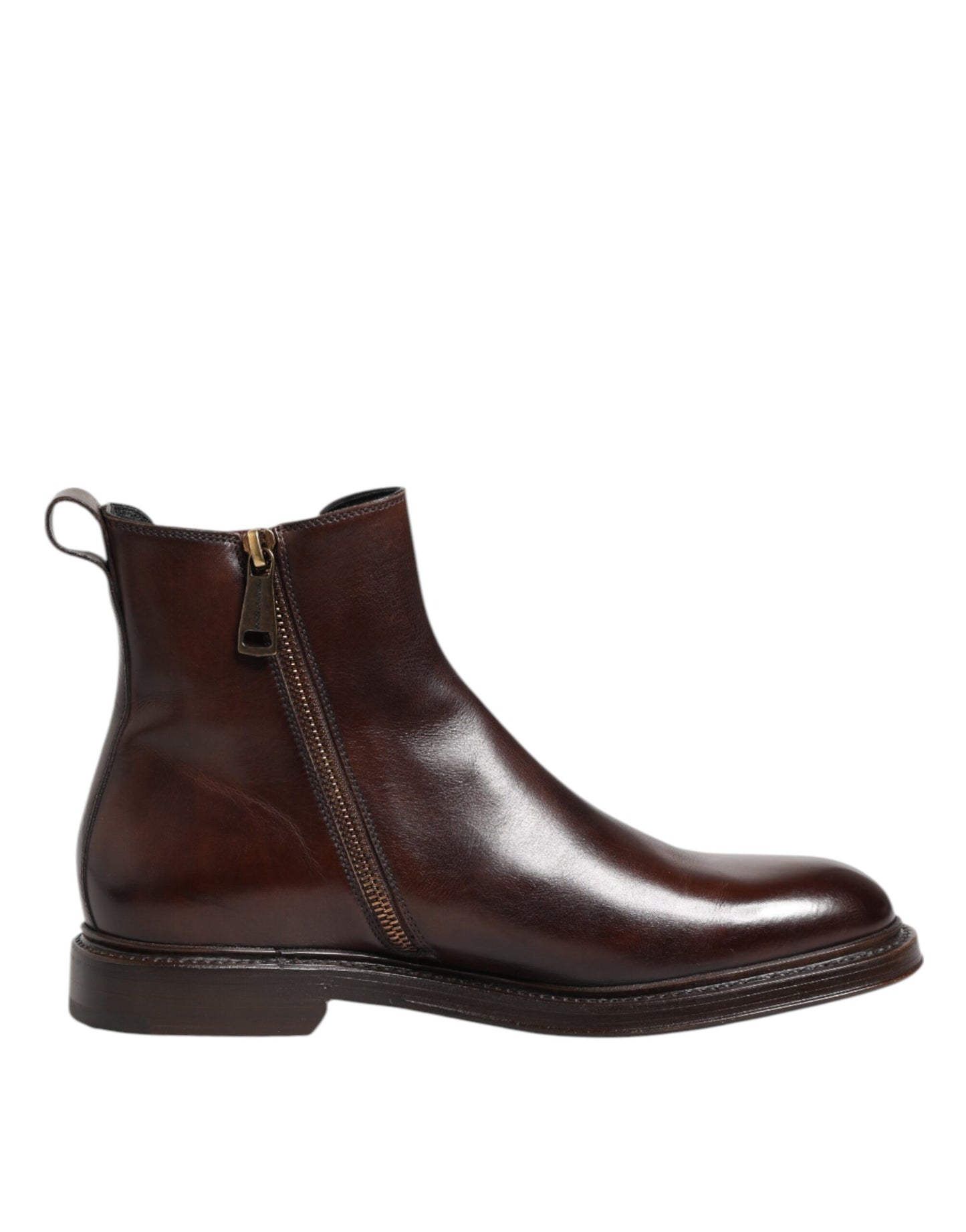 Dolce & Gabbana Brown Chelsea Leather Mid Calf Boots Shoes by Dolce & Gabbana
