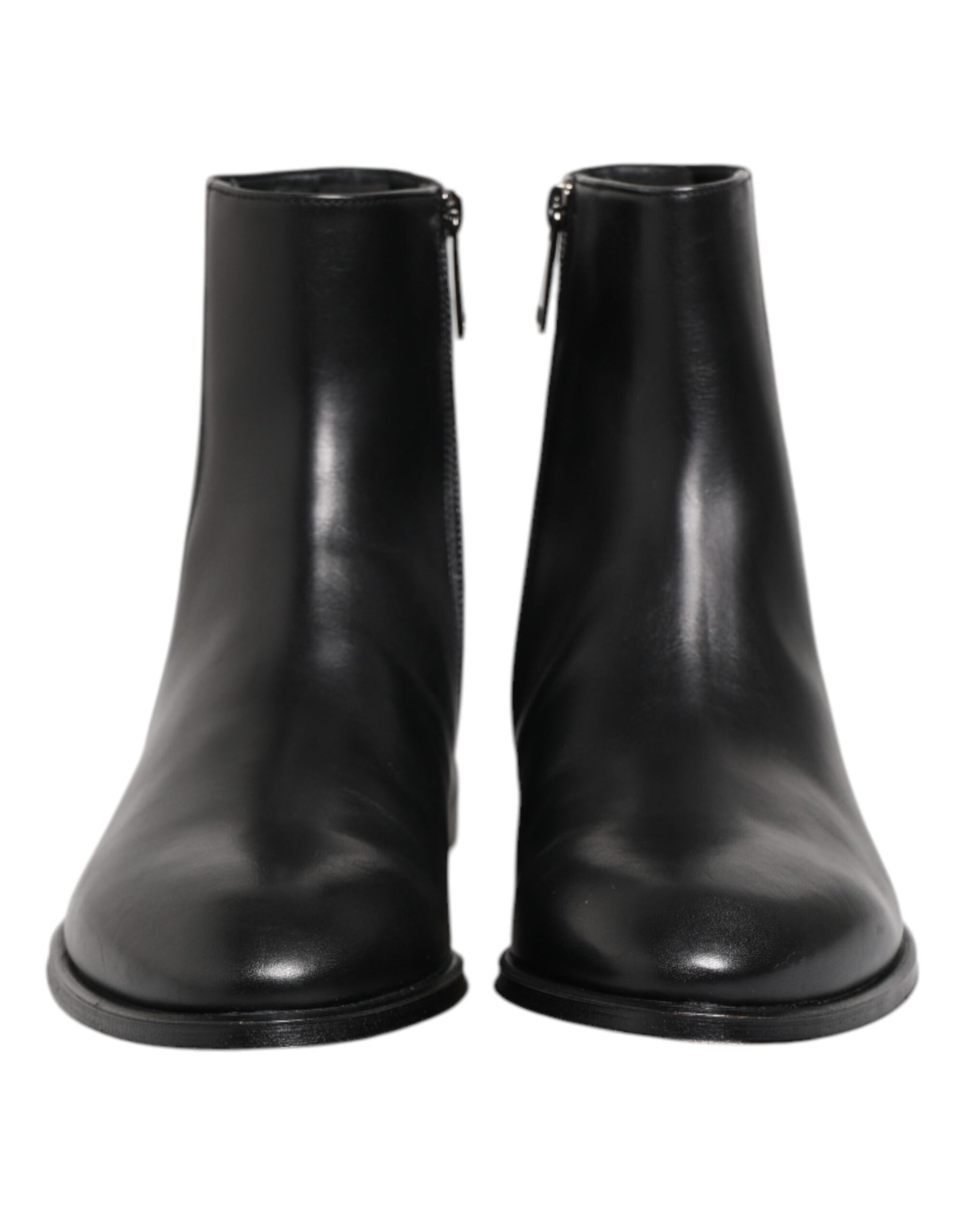 Dolce & Gabbana Black Leather Mid Calf Men Boots Shoes by Dolce & Gabbana