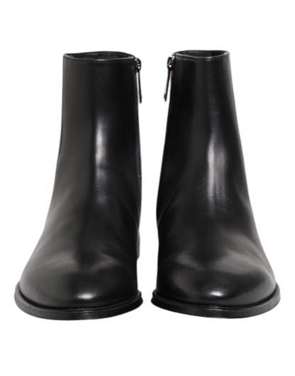 Dolce & Gabbana Black Leather Mid Calf Men Boots Shoes by Dolce & Gabbana