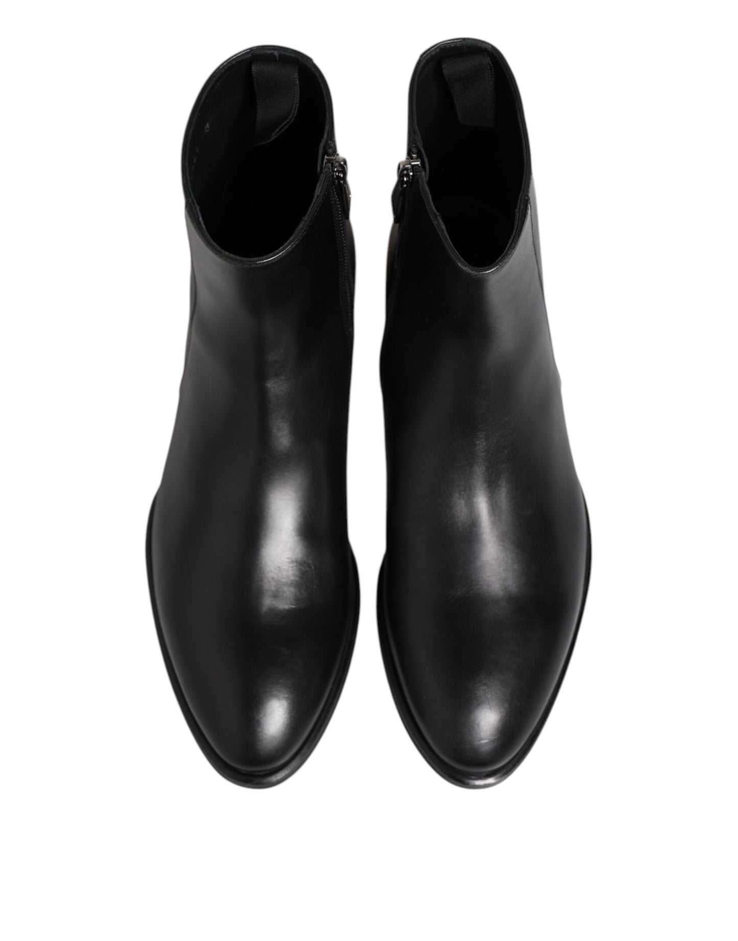 Dolce & Gabbana Black Leather Mid Calf Men Boots Shoes by Dolce & Gabbana