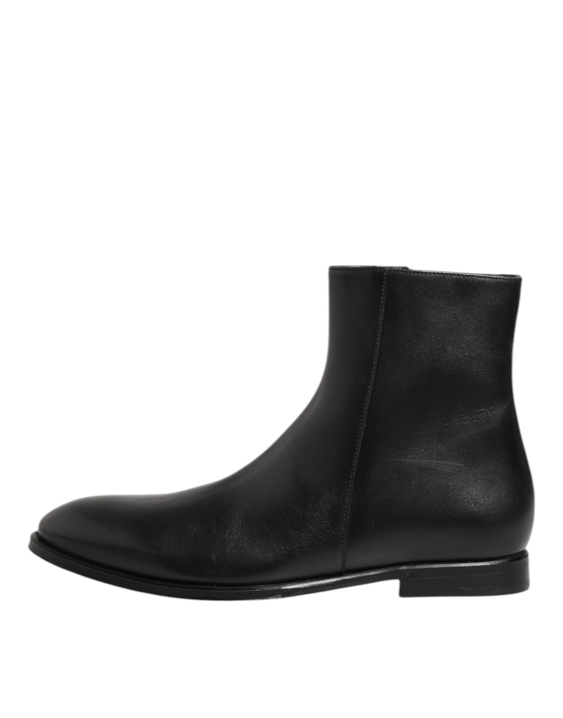 Dolce & Gabbana Black Leather Mid Calf Men Boots Shoes by Dolce & Gabbana