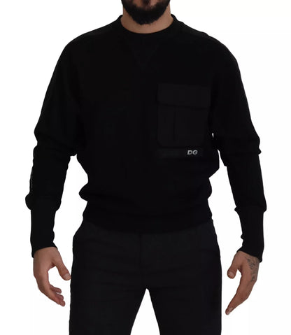 Dolce &amp; Gabbana Black Cotton Crewneck Sweatshirt Sweater