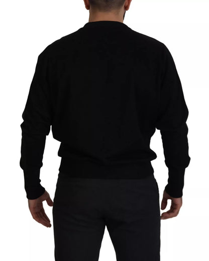 Dolce &amp; Gabbana Black Cotton Crewneck Sweatshirt Sweater