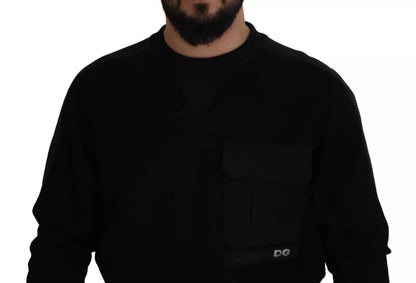 Dolce &amp; Gabbana Black Cotton Crewneck Sweatshirt Sweater
