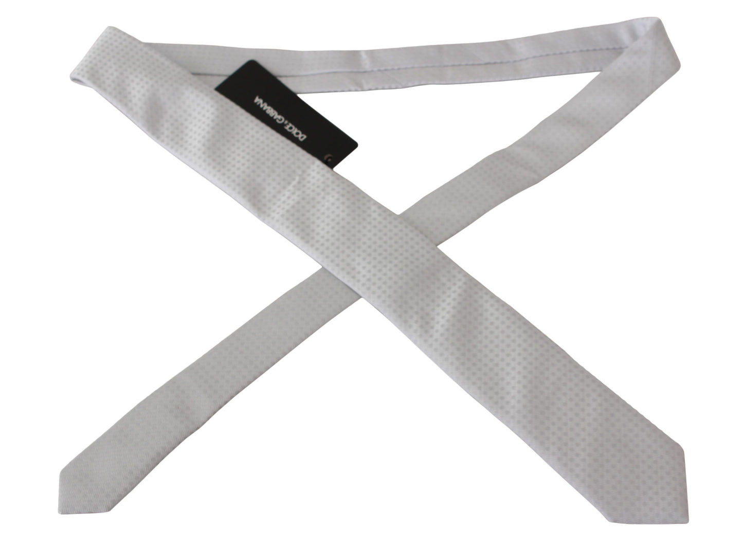 Dolce &amp; Gabbana White Patterned Classic Mens Slim Necktie Tie