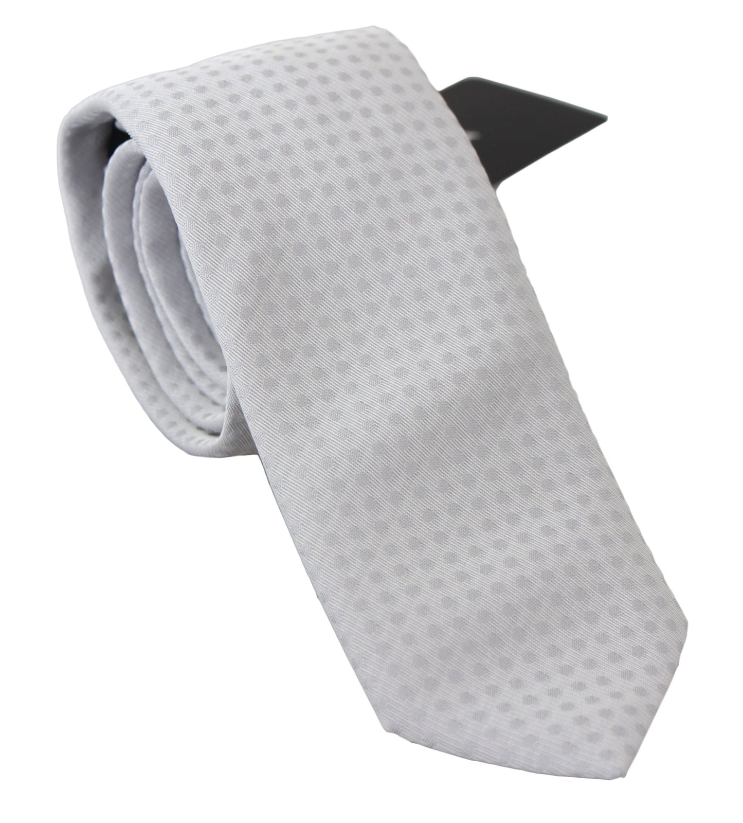 Dolce &amp; Gabbana White Patterned Classic Mens Slim Necktie Tie
