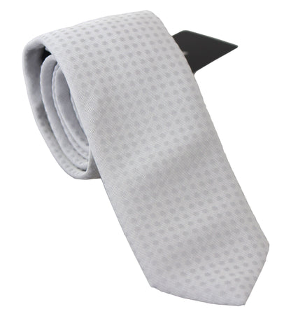 Dolce &amp; Gabbana White Patterned Classic Mens Slim Necktie Tie