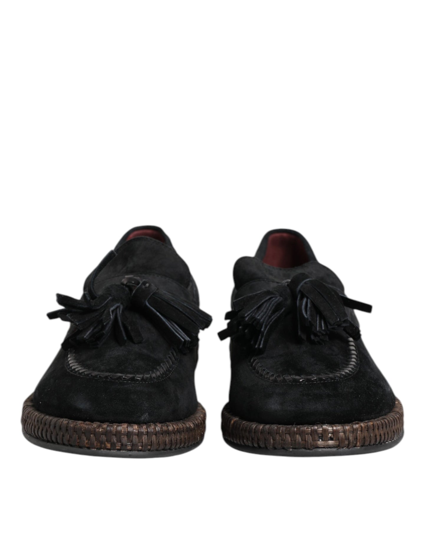 Dolce &amp; Gabbana Black Suede Tassel Embellished Loafers Shoes
