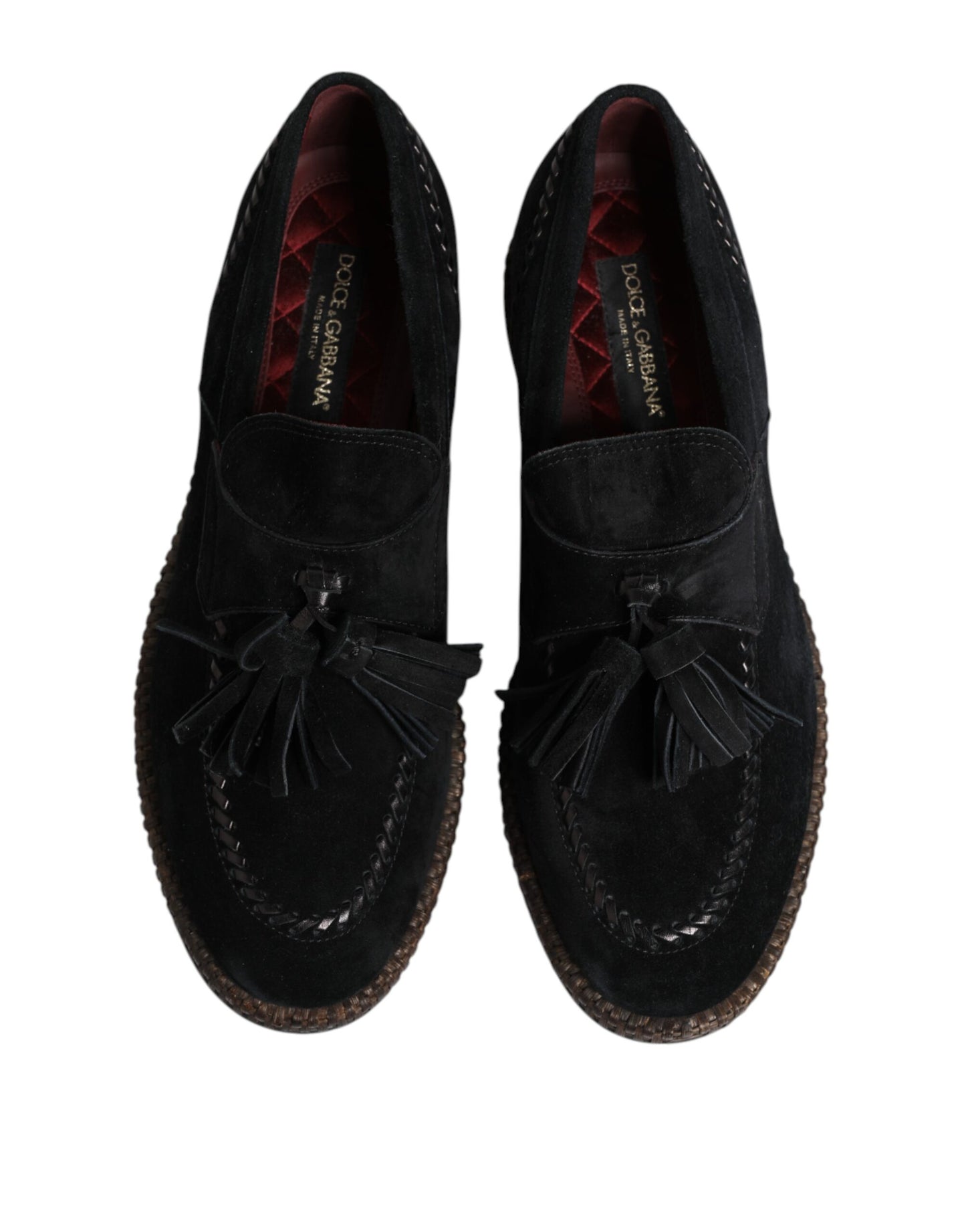 Dolce &amp; Gabbana Black Suede Tassel Embellished Loafers Shoes