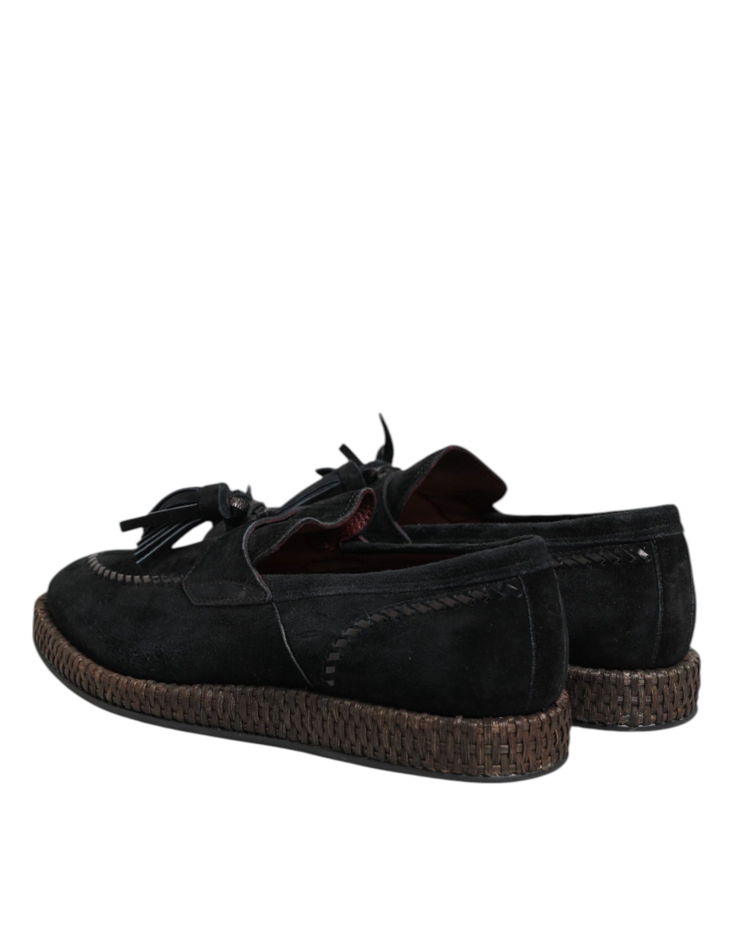 Dolce &amp; Gabbana Black Suede Tassel Embellished Loafers Shoes