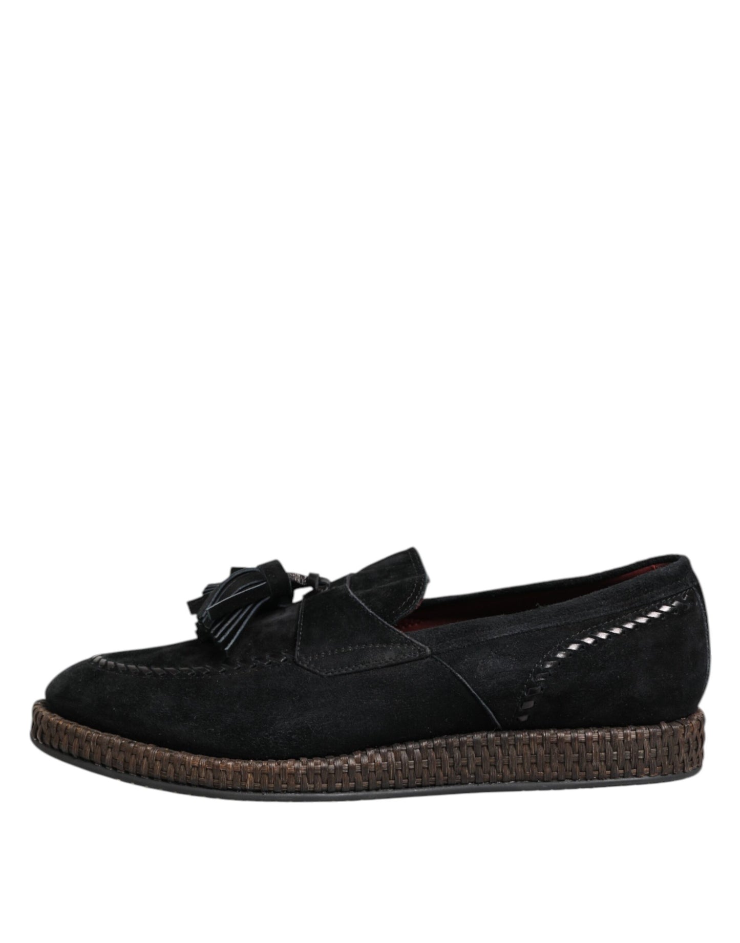 Dolce &amp; Gabbana Black Suede Tassel Embellished Loafers Shoes
