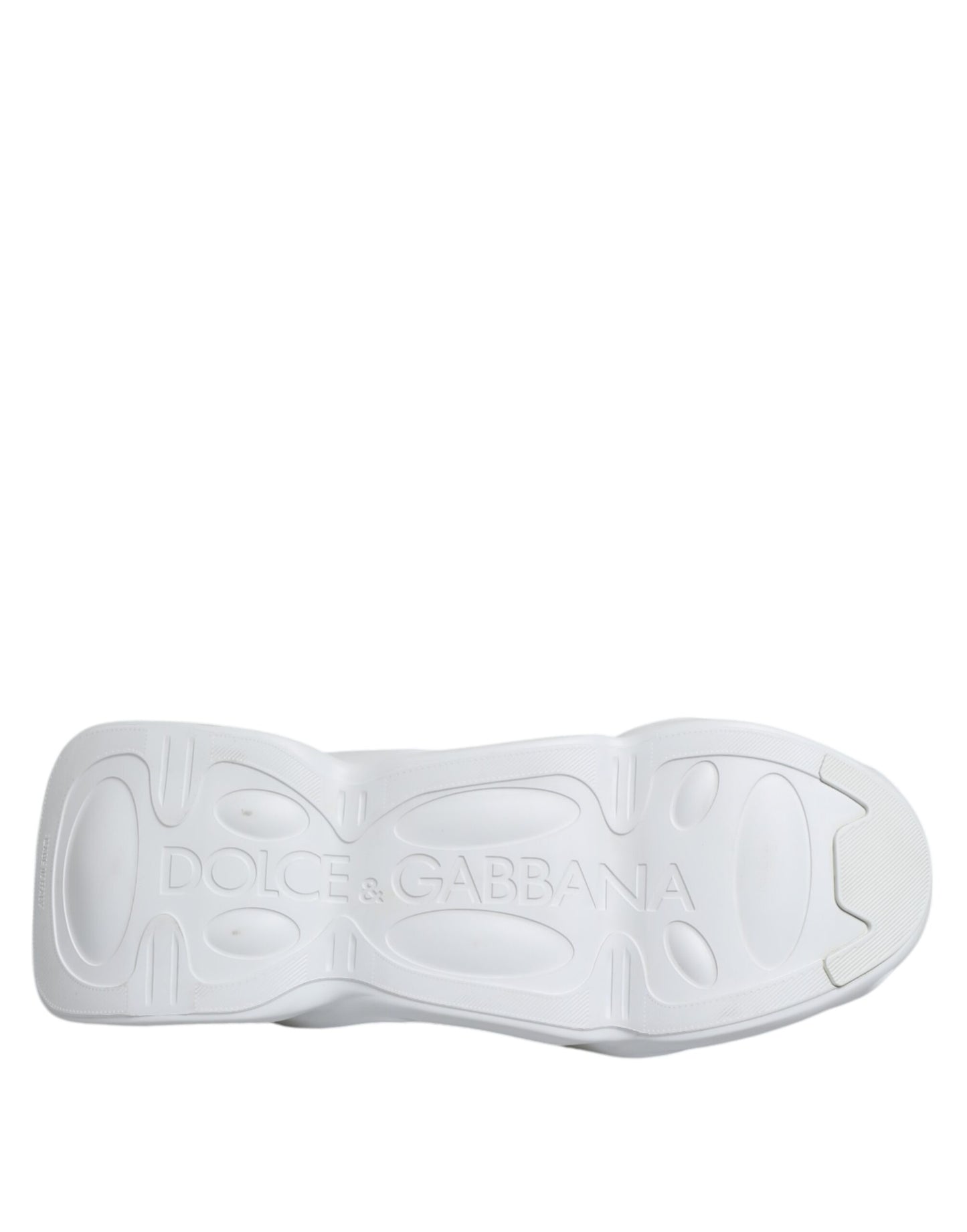Dolce &amp; Gabbana White Silver Slip On Wave Socks Sneakers Shoes