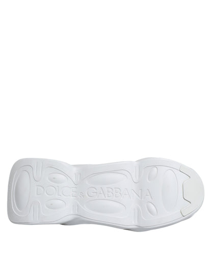 Dolce &amp; Gabbana White Silver Slip On Wave Socks Sneakers Shoes