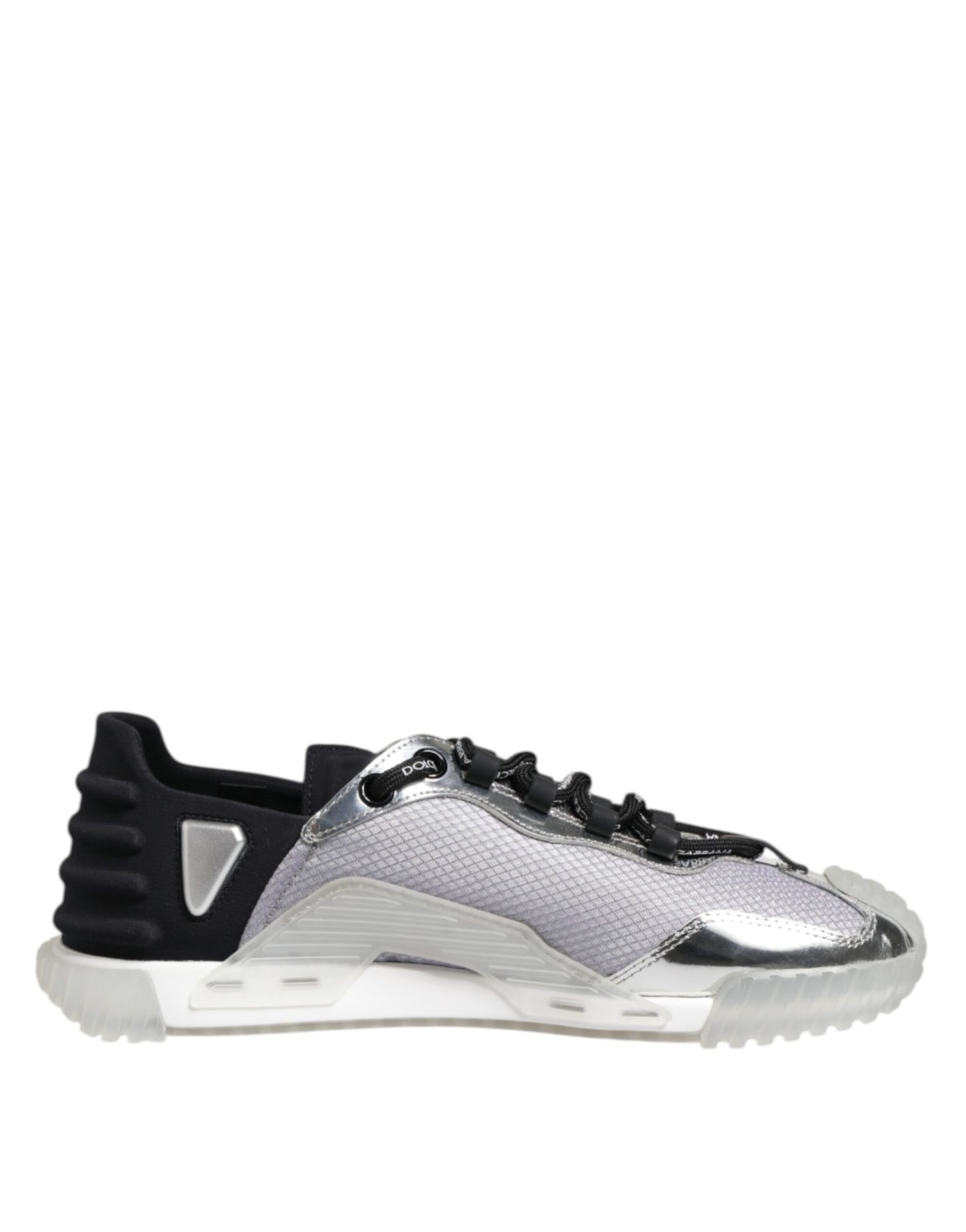 Dolce &amp; Gabbana Silver Black Nylon NS1 Low Top Men Sneakers Shoes