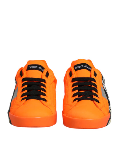 Dolce &amp; Gabbana Orange Portofino Logo Tape Men Sneakers Shoes