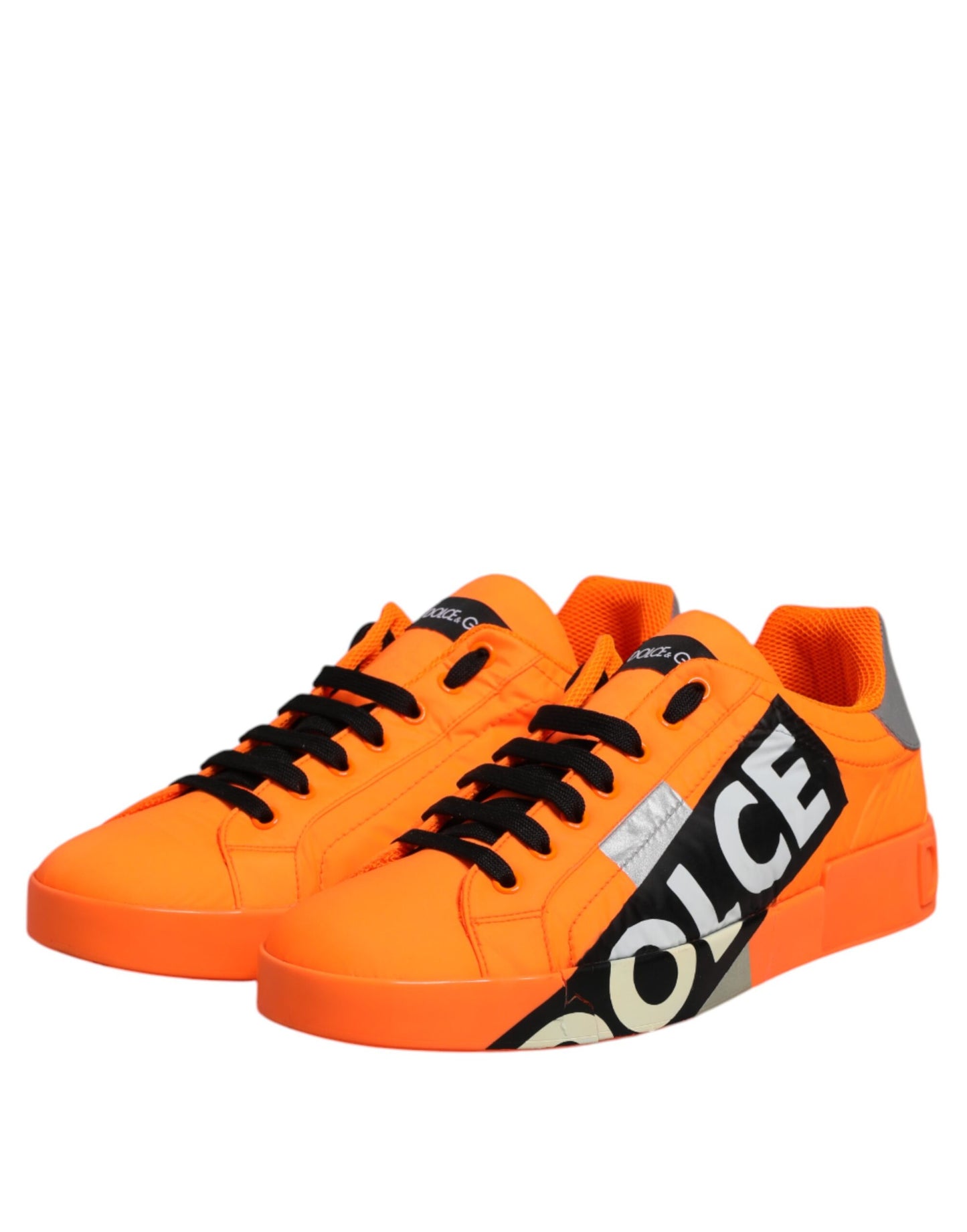 Dolce &amp; Gabbana Orange Portofino Logo Tape Men Sneakers Shoes