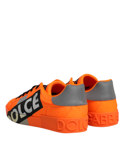 Dolce &amp; Gabbana Orange Portofino Logo Tape Men Sneakers Shoes