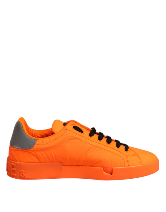 Dolce &amp; Gabbana Orange Portofino Logo Tape Men Sneakers Shoes
